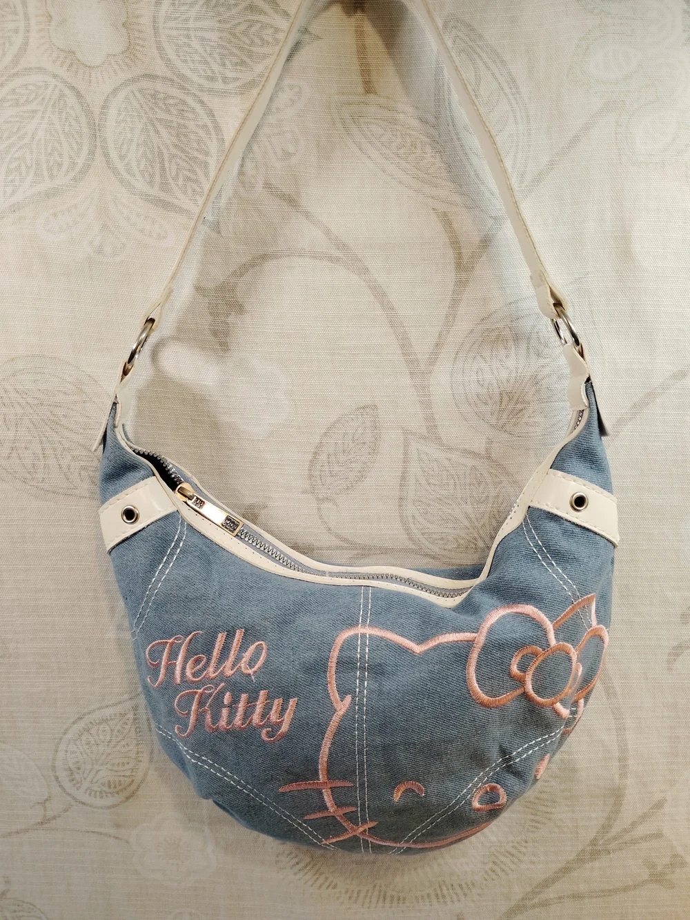 Hello Kitty Light Blue  Denim &Pink Logo Shoulder Bag by Sanrio - Picture 2 of 5
